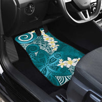 Cyan Polynesian Tribal Frangipani Tropical Vibe Car Mats