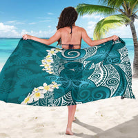 Cyan Polynesian Tribal Frangipani Tropical Vibe Sarong