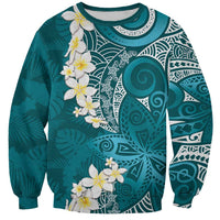 Cyan Polynesian Tribal Frangipani Tropical Vibe Sweatshirt