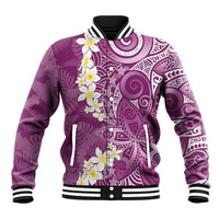 Pink Polynesian Tribal Frangipani Tropical Vibe Baseball Jacket