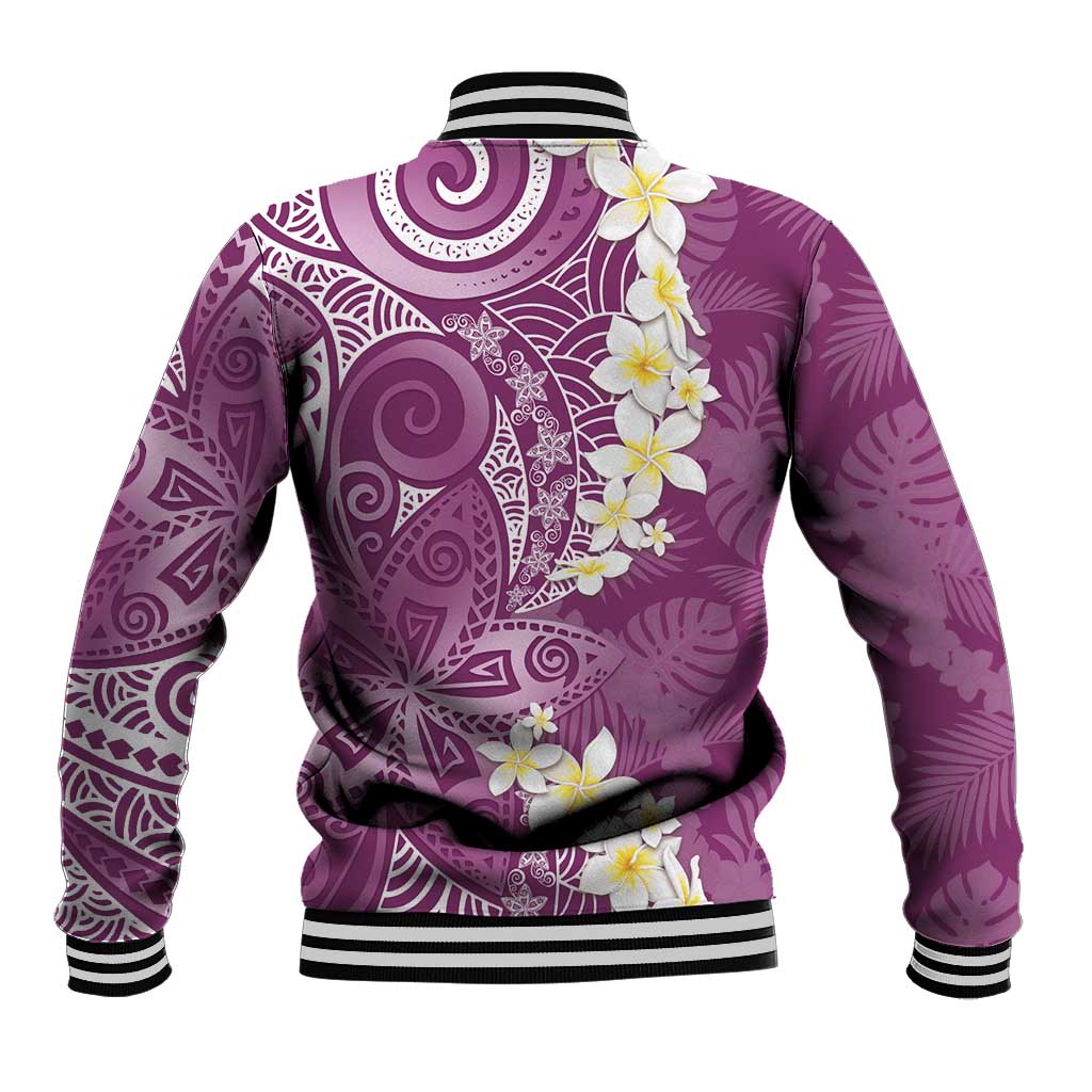Pink Polynesian Tribal Frangipani Tropical Vibe Baseball Jacket
