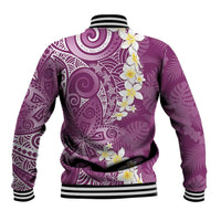 Pink Polynesian Tribal Frangipani Tropical Vibe Baseball Jacket