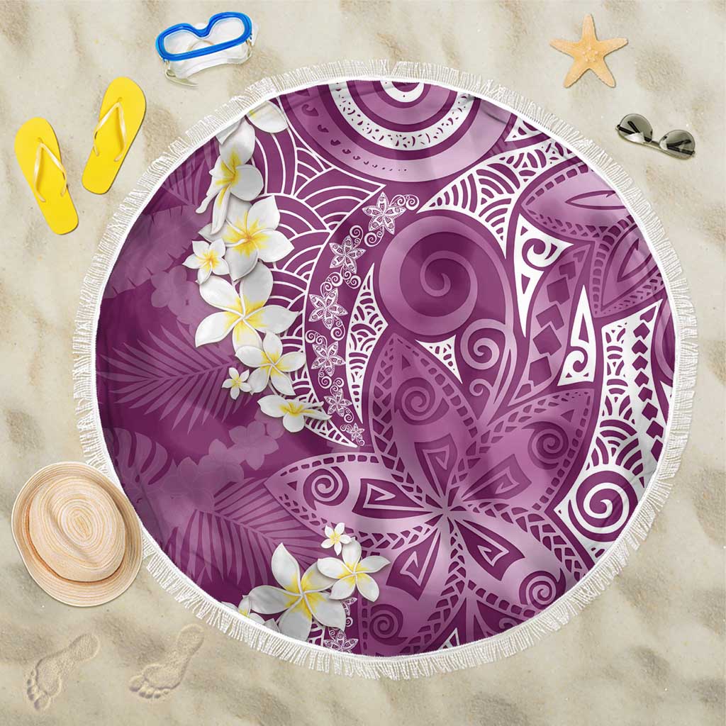 Pink Polynesian Tribal Frangipani Tropical Vibe Beach Blanket