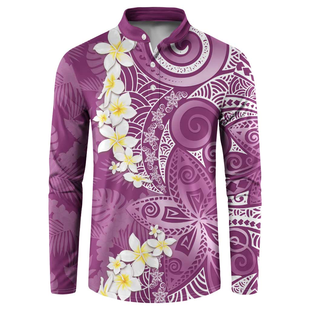 Pink Polynesian Tribal Frangipani Tropical Vibe Button Sweatshirt