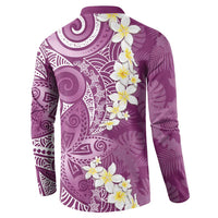Pink Polynesian Tribal Frangipani Tropical Vibe Button Sweatshirt