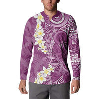 Pink Polynesian Tribal Frangipani Tropical Vibe Button Sweatshirt
