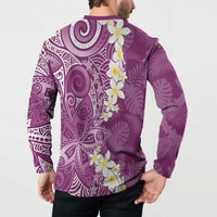 Pink Polynesian Tribal Frangipani Tropical Vibe Button Sweatshirt