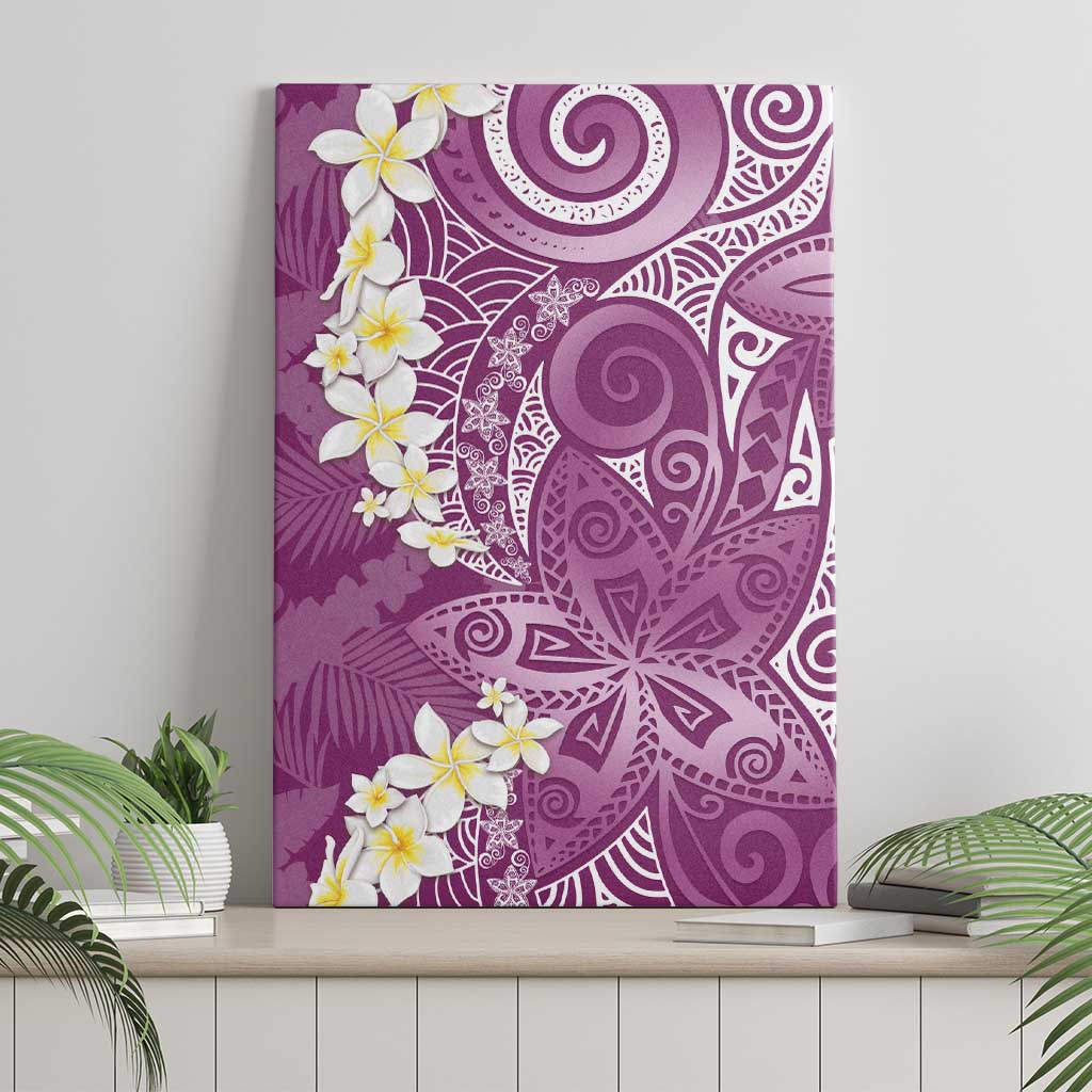 Pink Polynesian Tribal Frangipani Tropical Vibe Canvas Wall Art
