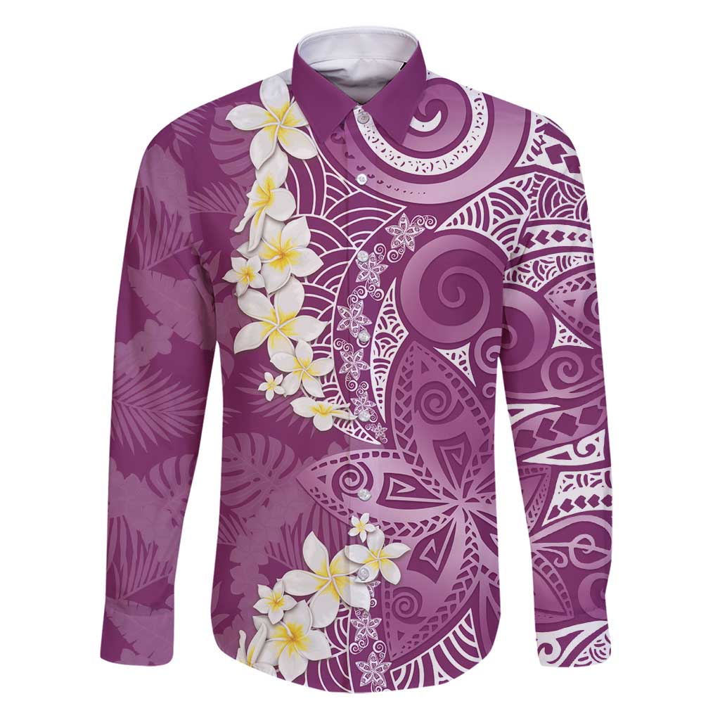 Pink Polynesian Tribal Frangipani Tropical Vibe Family Matching Puletasi and Hawaiian Shirt