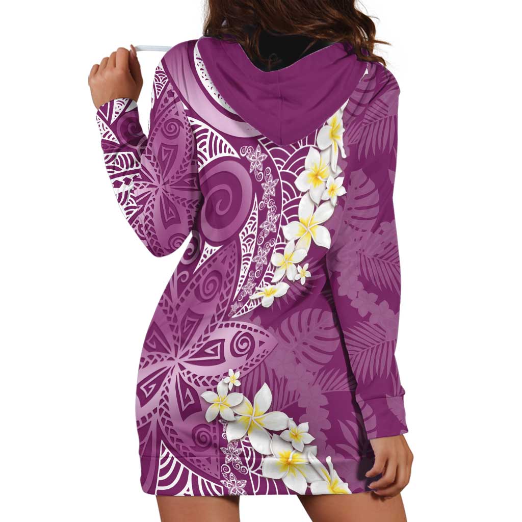 Pink Polynesian Tribal Frangipani Tropical Vibe Hoodie Dress
