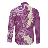 Pink Polynesian Tribal Frangipani Tropical Vibe Long Sleeve Button Shirt LT14 - Polynesian Pride