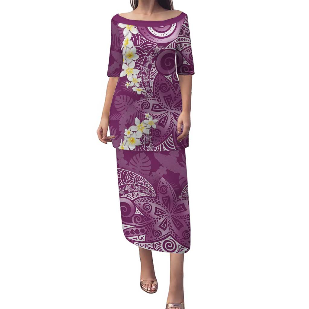 Pink Polynesian Tribal Frangipani Tropical Vibe Puletasi