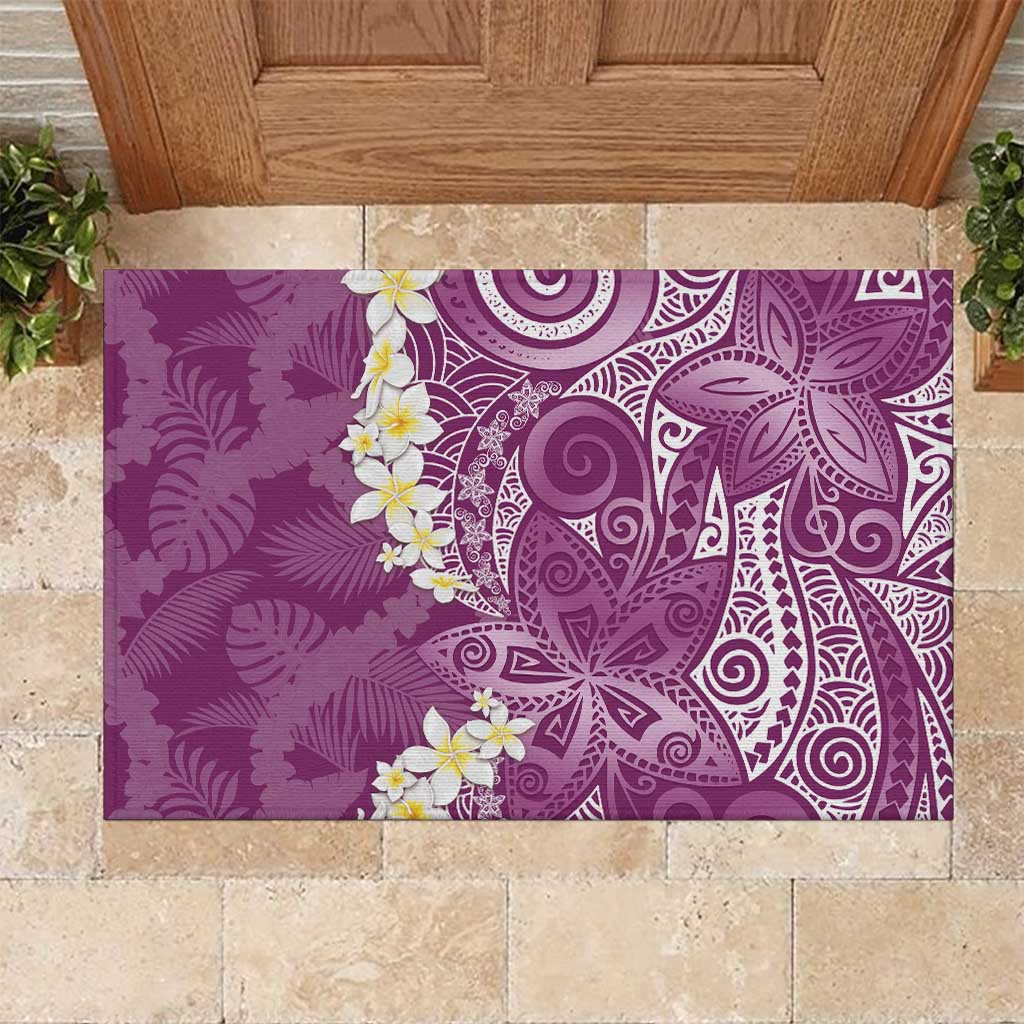 Pink Polynesian Tribal Frangipani Tropical Vibe Rubber Doormat LT14 Pink - Polynesian Pride