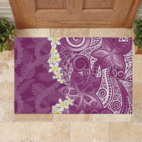 Pink Polynesian Tribal Frangipani Tropical Vibe Rubber Doormat LT14 Pink - Polynesian Pride