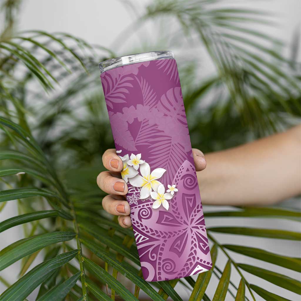 Pink Polynesian Tribal Frangipani Tropical Vibe Skinny Tumbler LT14 - Polynesian Pride