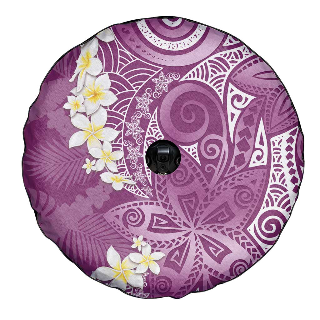 Pink Polynesian Tribal Frangipani Tropical Vibe Spare Tire Cover