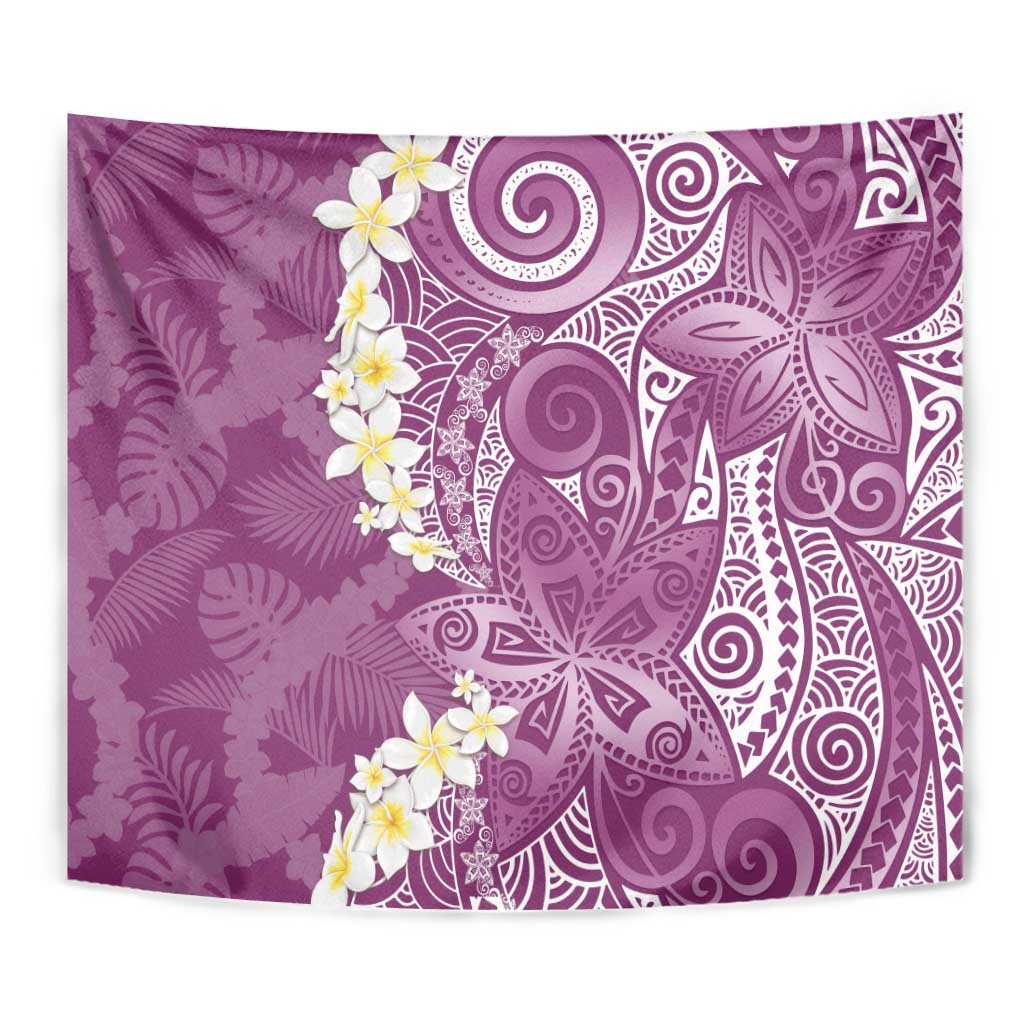 Pink Polynesian Tribal Frangipani Tropical Vibe Tapestry