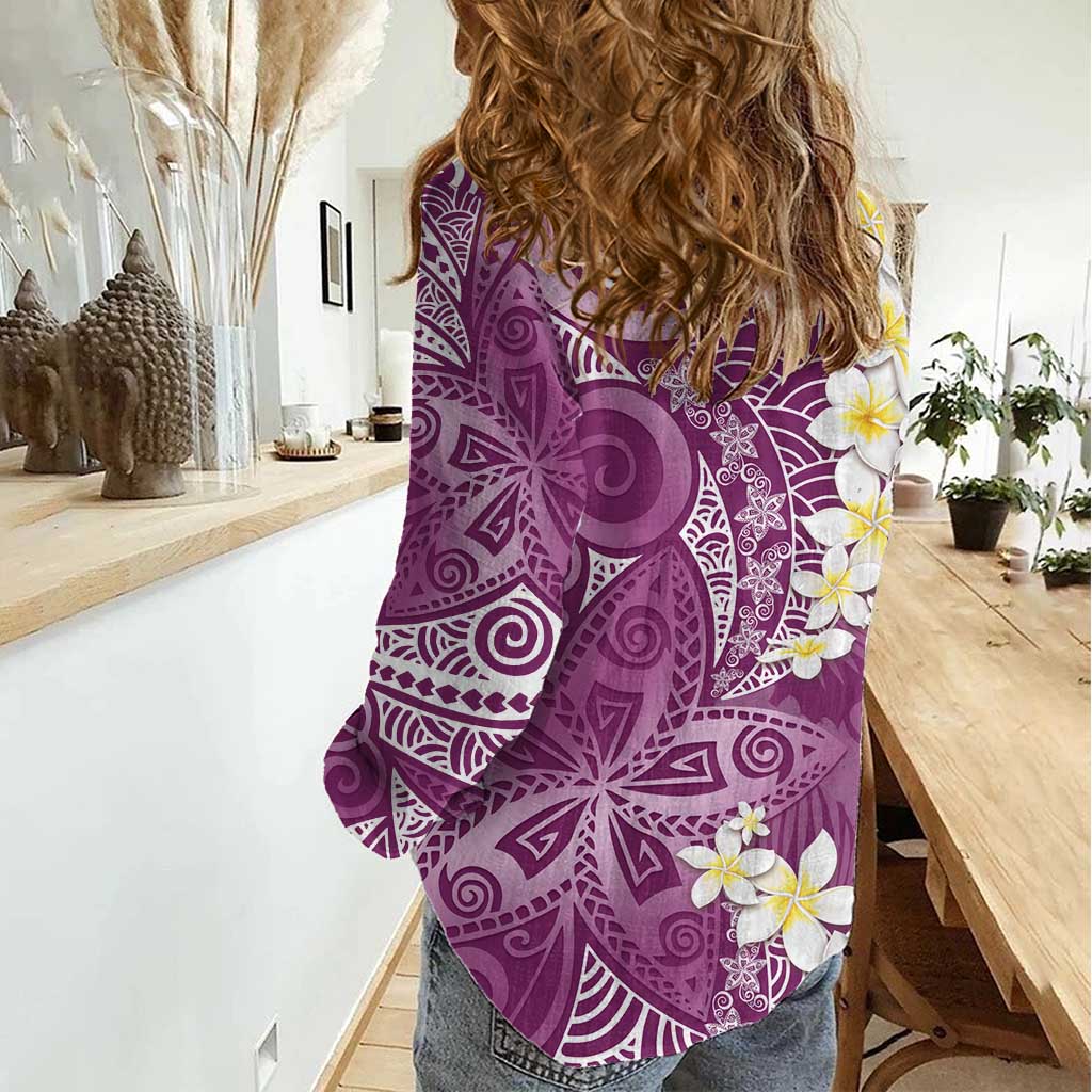 Pink Polynesian Tribal Frangipani Tropical Vibe Women Casual Shirt LT14 - Polynesian Pride