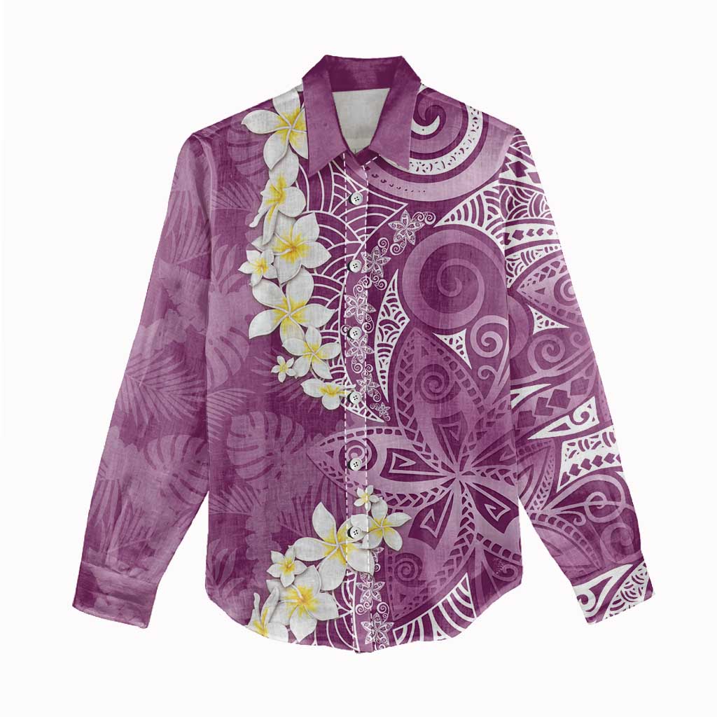 Pink Polynesian Tribal Frangipani Tropical Vibe Women Casual Shirt LT14 - Polynesian Pride