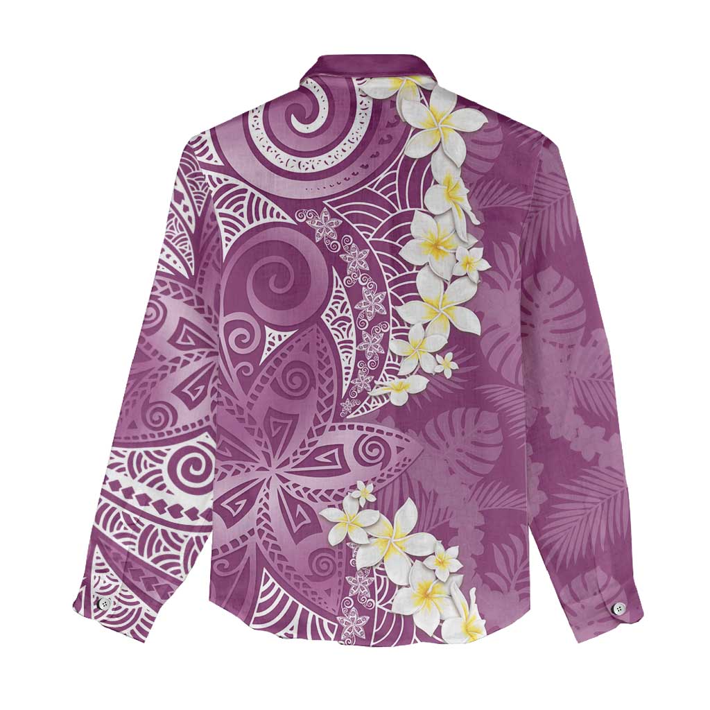 Pink Polynesian Tribal Frangipani Tropical Vibe Women Casual Shirt LT14 - Polynesian Pride