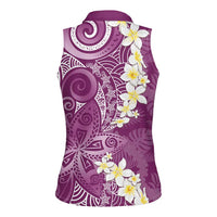 Pink Polynesian Tribal Frangipani Tropical Vibe Women Sleeveless Polo Shirt LT14 - Polynesian Pride