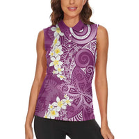 Pink Polynesian Tribal Frangipani Tropical Vibe Women Sleeveless Polo Shirt LT14 - Polynesian Pride