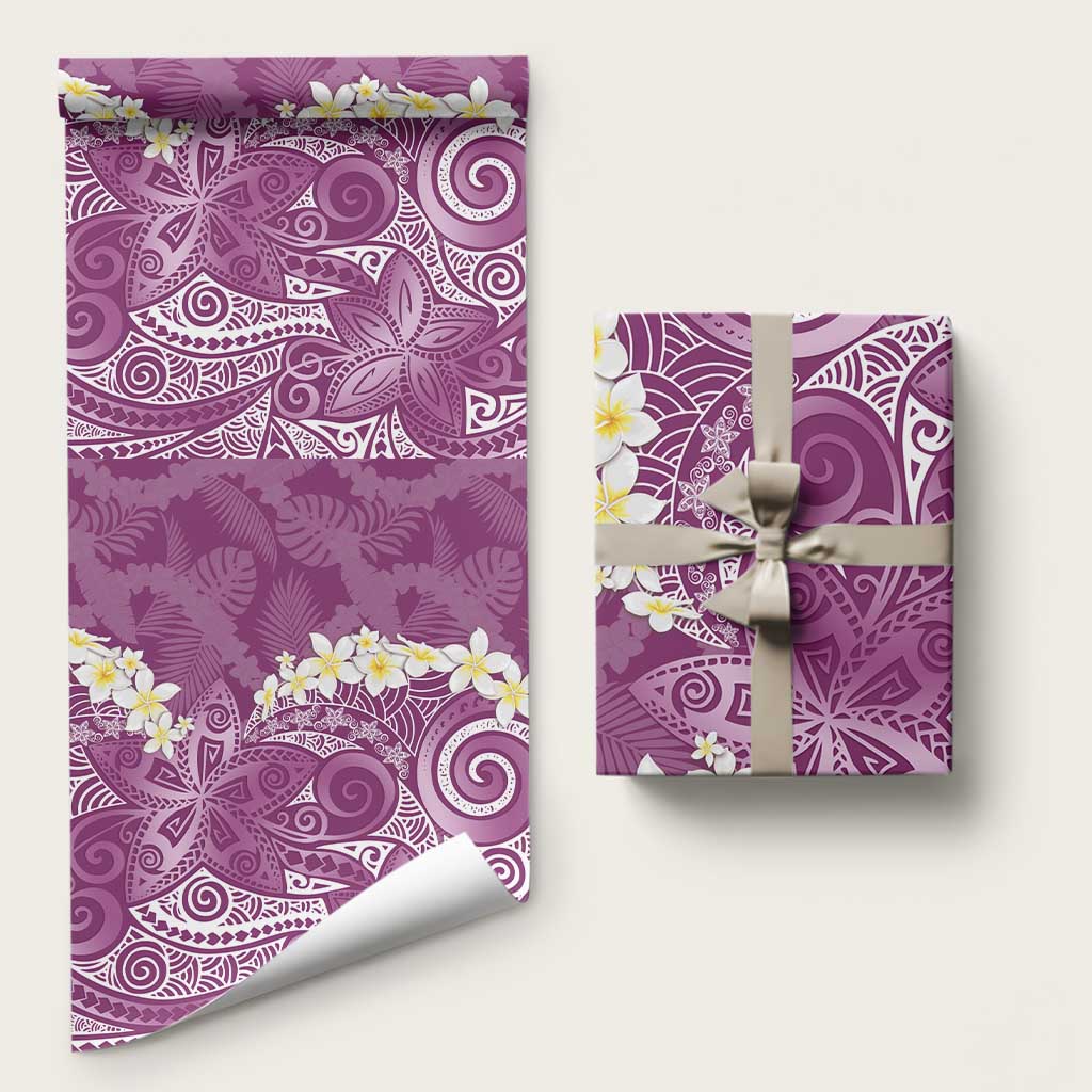 Pink Polynesian Tribal Frangipani Tropical Vibe Wrapping Paper LT14 58" × 23" Pink - Polynesian Pride