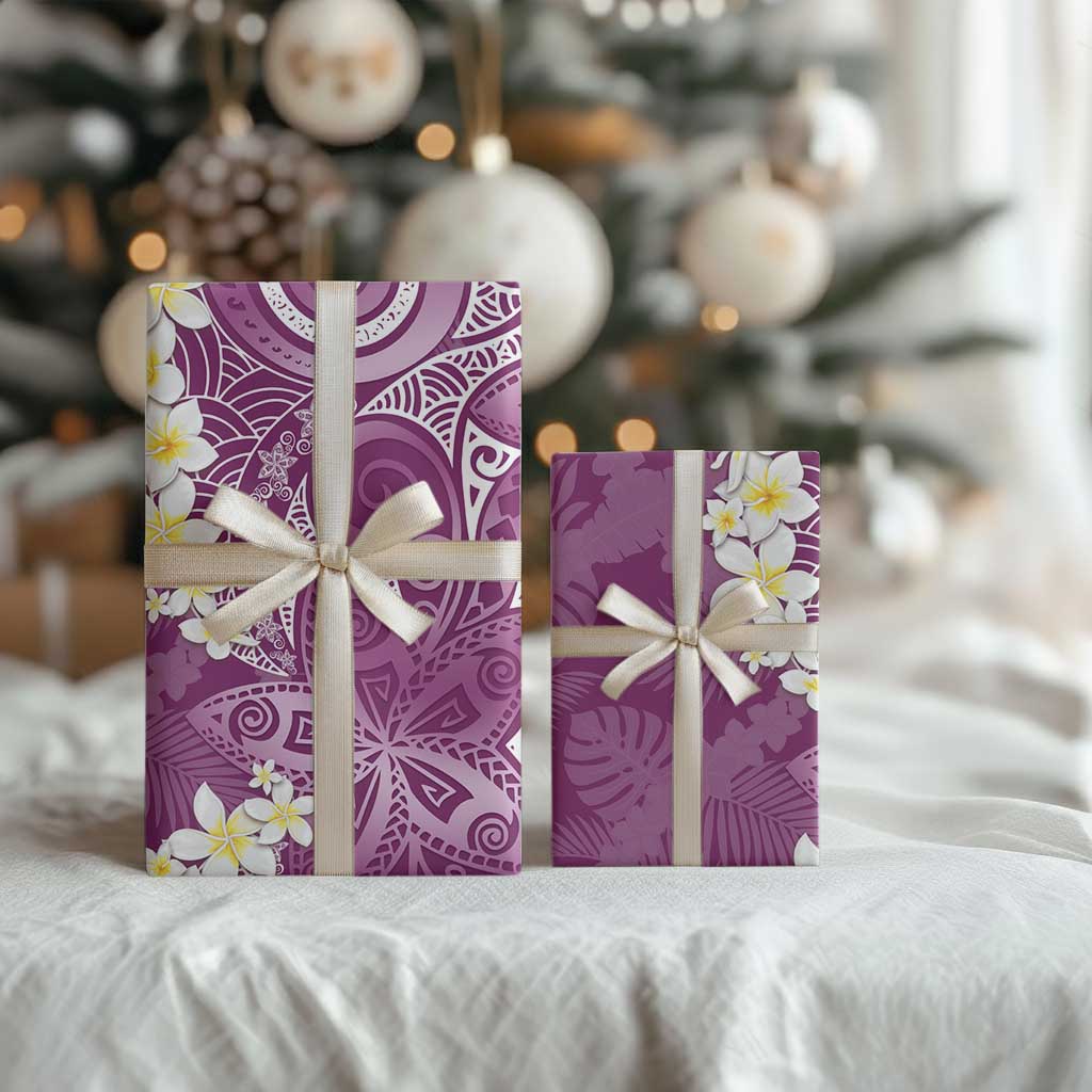 Pink Polynesian Tribal Frangipani Tropical Vibe Wrapping Paper LT14 - Polynesian Pride