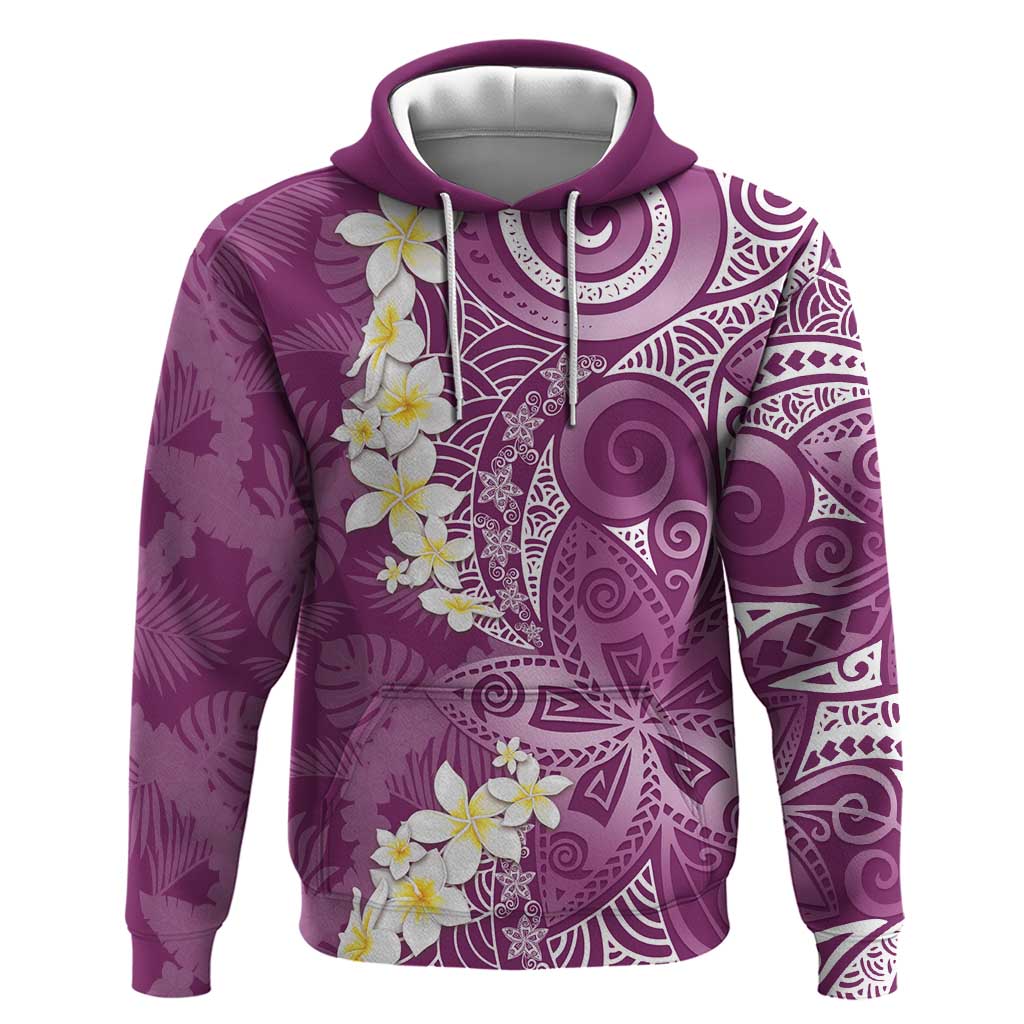 Pink Polynesian Tribal Frangipani Tropical Vibe Zip Hoodie