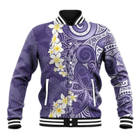 Violet Polynesian Tribal Frangipani Tropical Vibe Baseball Jacket LT14 Unisex Violet - Polynesian Pride