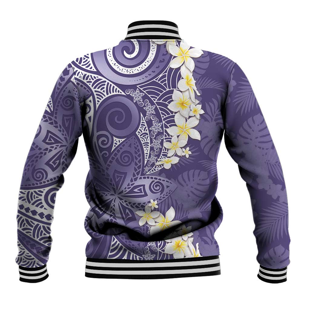 Violet Polynesian Tribal Frangipani Tropical Vibe Baseball Jacket LT14 - Polynesian Pride