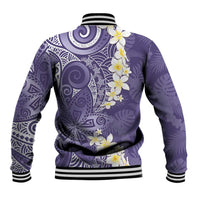 Violet Polynesian Tribal Frangipani Tropical Vibe Baseball Jacket LT14 - Polynesian Pride