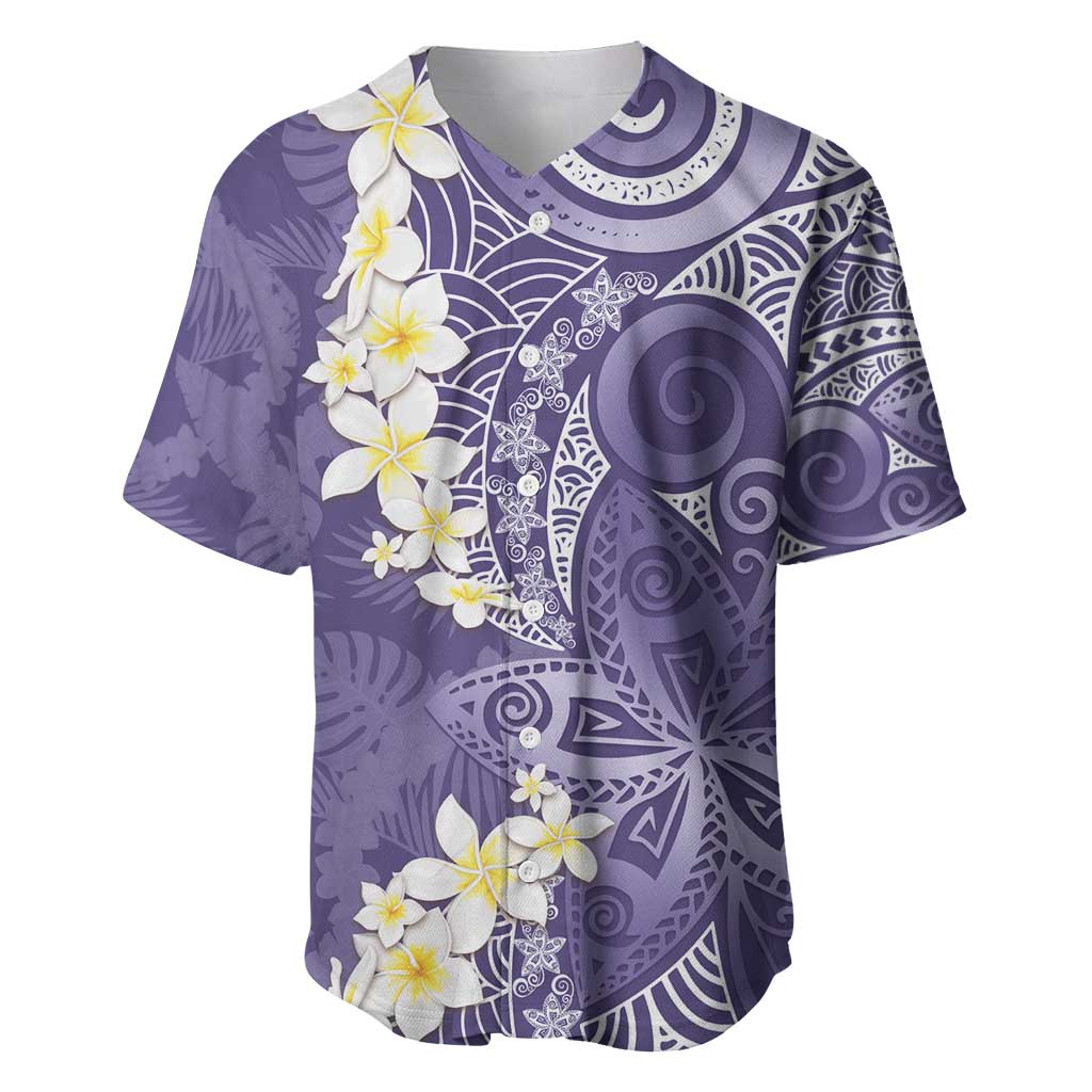 Violet Polynesian Tribal Frangipani Tropical Vibe Baseball Jersey LT14 Violet - Polynesian Pride