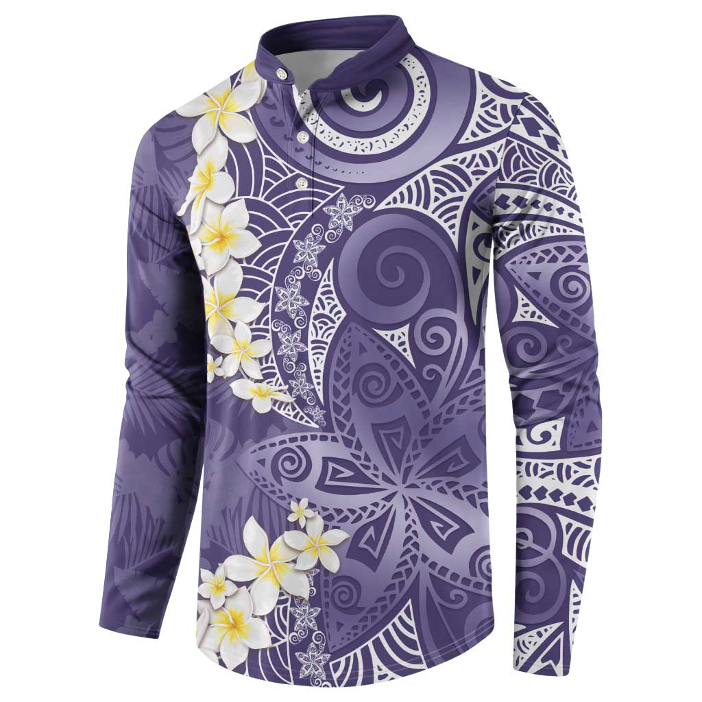 Violet Polynesian Tribal Frangipani Tropical Vibe Button Sweatshirt LT14 - Polynesian Pride