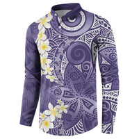 Violet Polynesian Tribal Frangipani Tropical Vibe Button Sweatshirt LT14 - Polynesian Pride