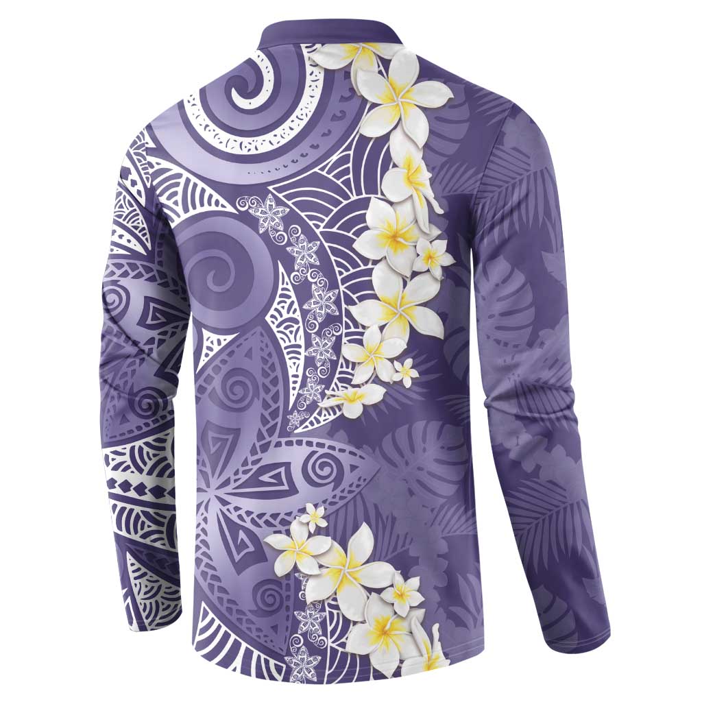 Violet Polynesian Tribal Frangipani Tropical Vibe Button Sweatshirt LT14 - Polynesian Pride