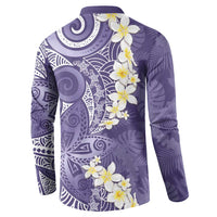 Violet Polynesian Tribal Frangipani Tropical Vibe Button Sweatshirt LT14 - Polynesian Pride