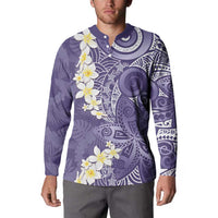 Violet Polynesian Tribal Frangipani Tropical Vibe Button Sweatshirt LT14 - Polynesian Pride