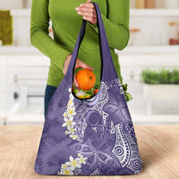 Violet Polynesian Tribal Frangipani Tropical Vibe Grocery Bag