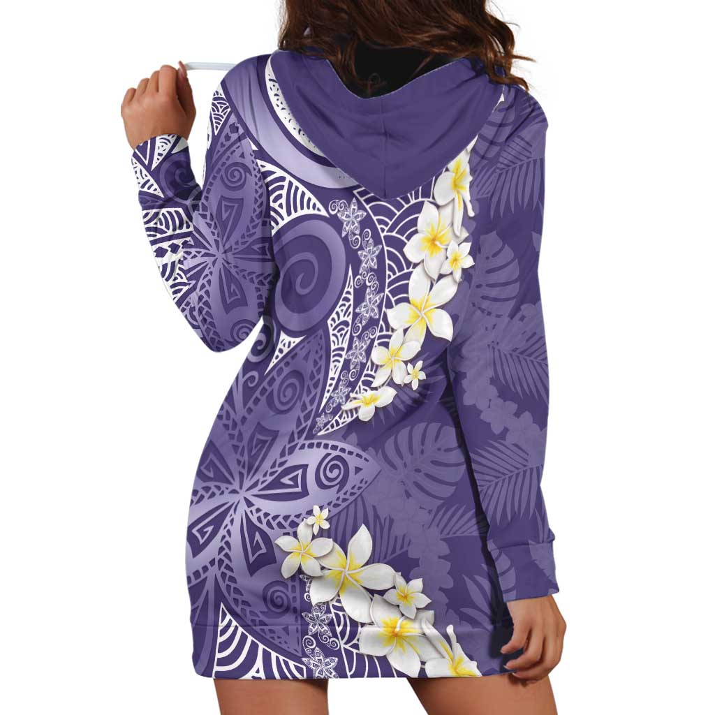 Violet Polynesian Tribal Frangipani Tropical Vibe Hoodie Dress