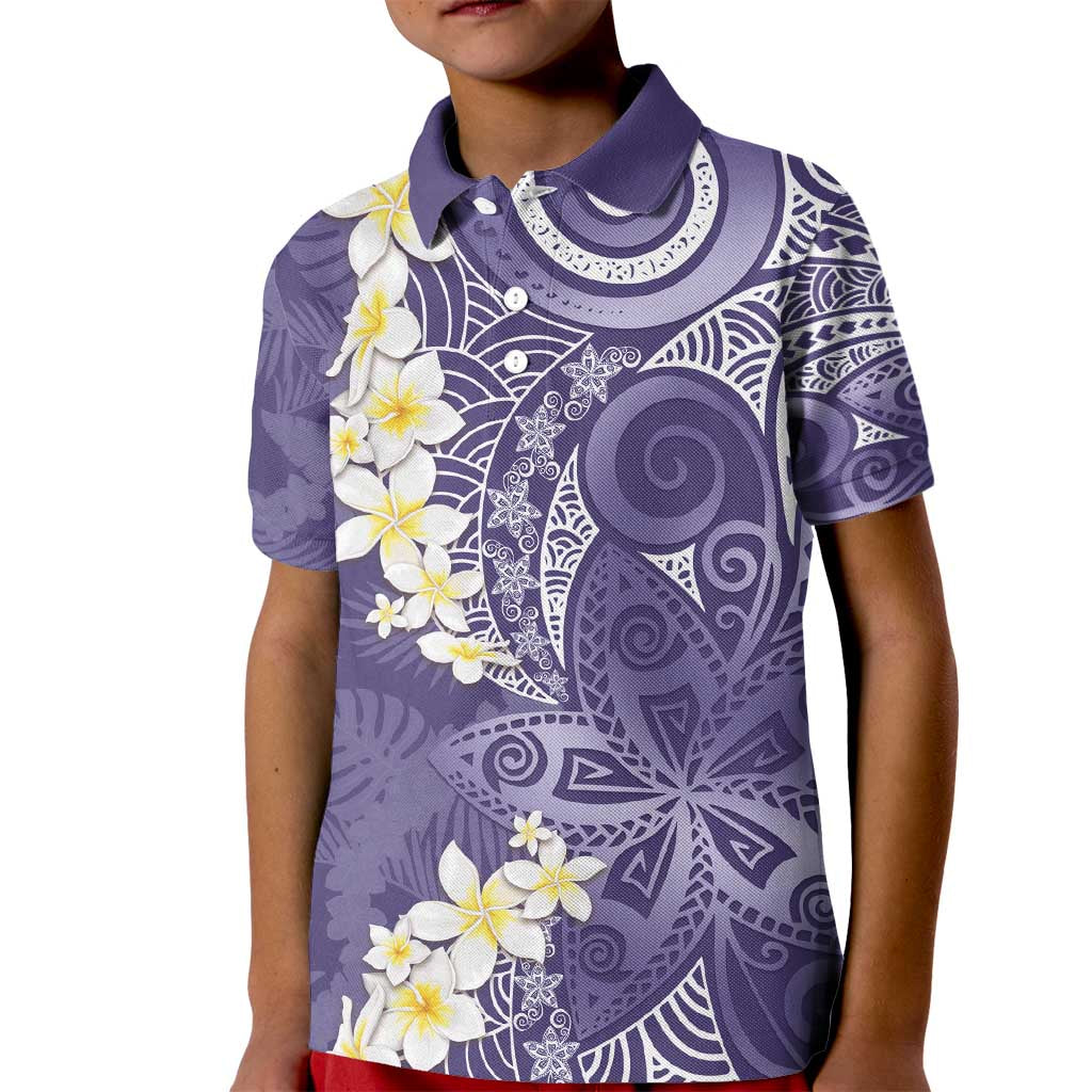 Violet Polynesian Tribal Frangipani Tropical Vibe Kid Polo Shirt LT14 Kid Violet - Polynesian Pride