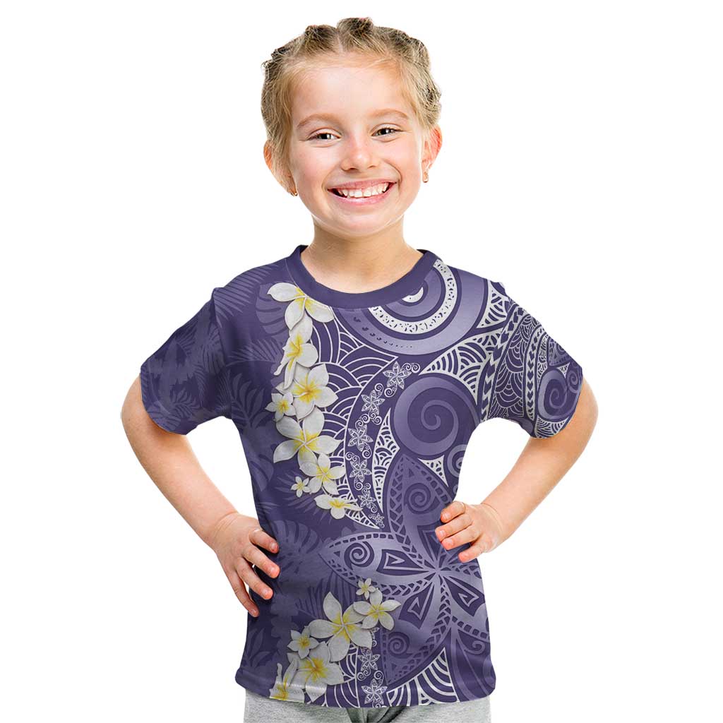 Violet Polynesian Tribal Frangipani Tropical Vibe Kid T Shirt LT14 Violet - Polynesian Pride