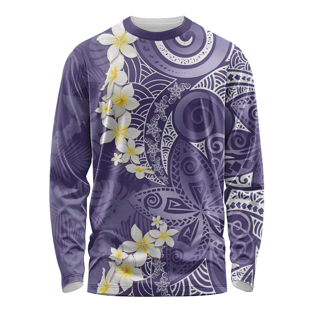 Violet Polynesian Tribal Frangipani Tropical Vibe Long Sleeve Shirt LT14 Unisex Violet - Polynesian Pride