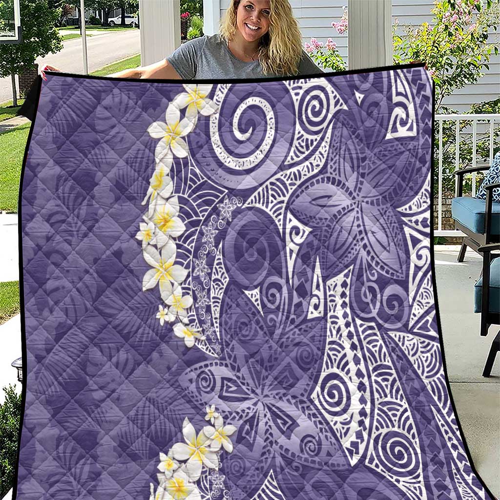 Violet Polynesian Tribal Frangipani Tropical Vibe Quilt