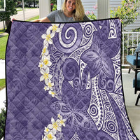 Violet Polynesian Tribal Frangipani Tropical Vibe Quilt