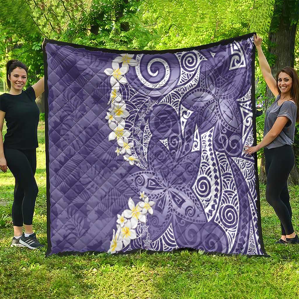 Violet Polynesian Tribal Frangipani Tropical Vibe Quilt