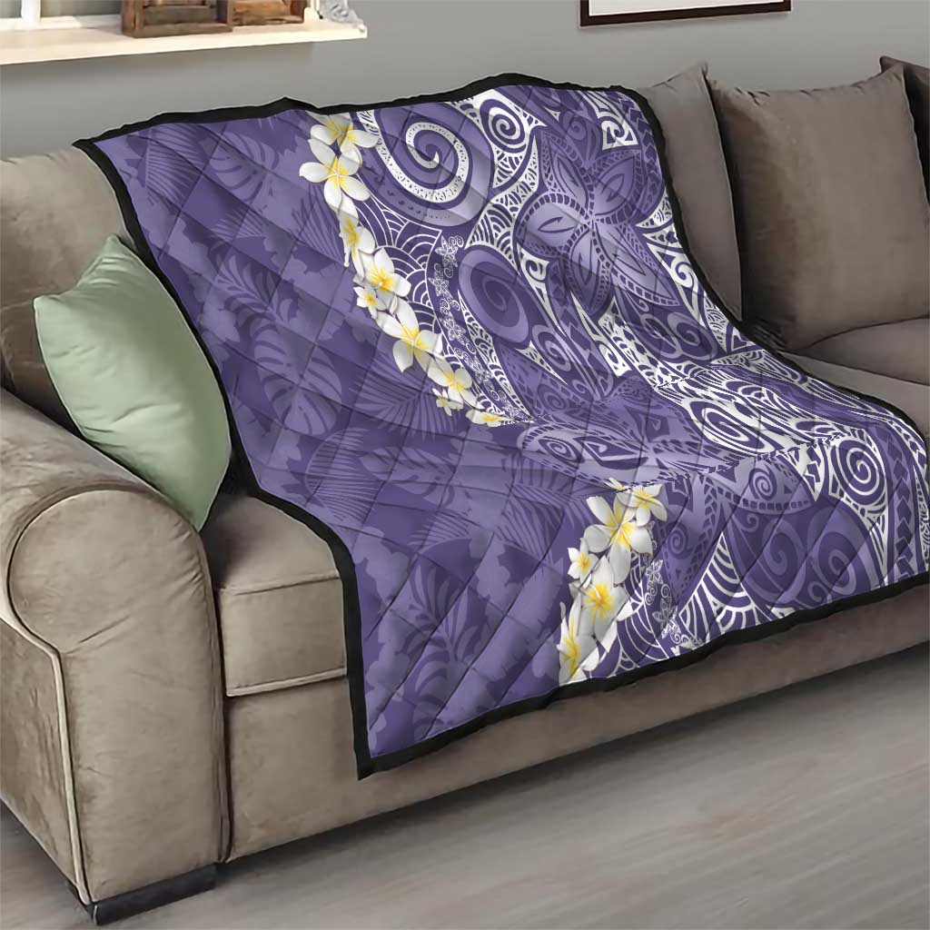 Violet Polynesian Tribal Frangipani Tropical Vibe Quilt