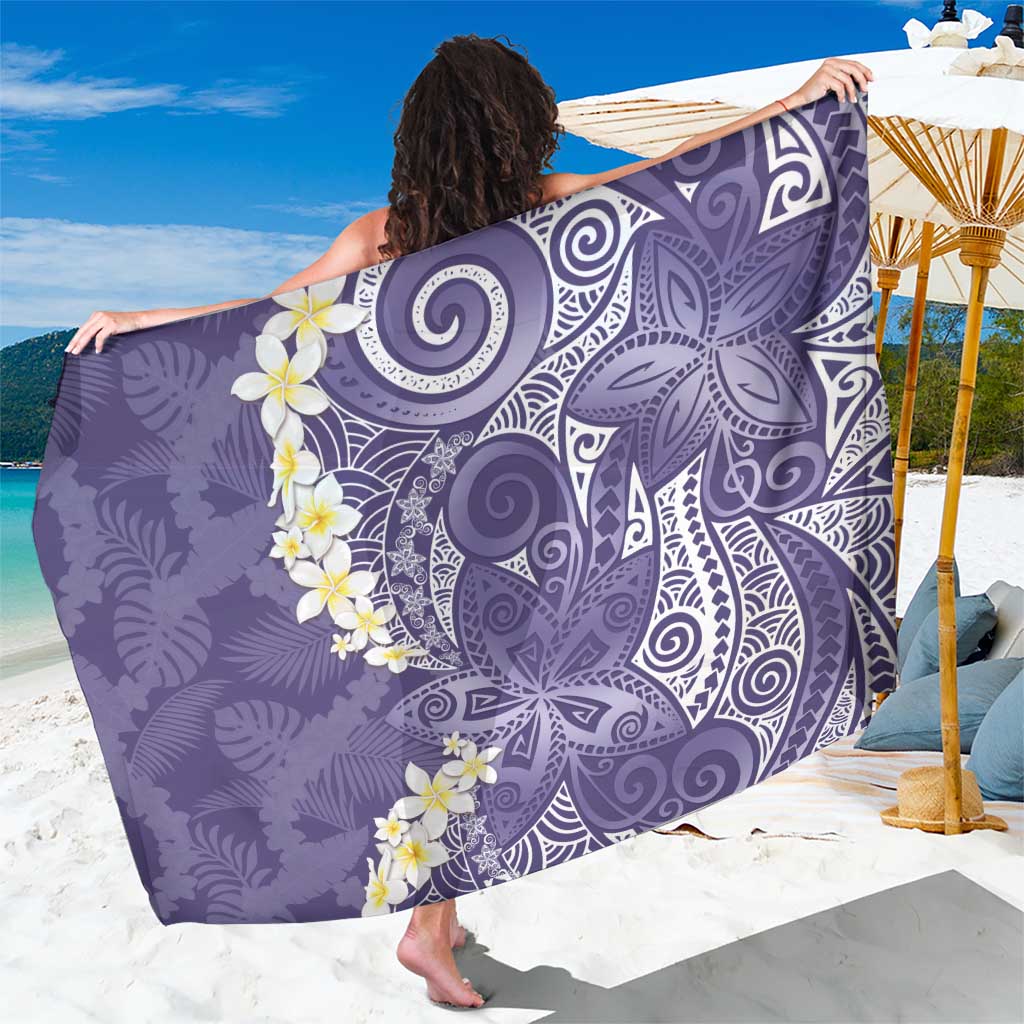 Violet Polynesian Tribal Frangipani Tropical Vibe Sarong