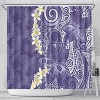 Violet Polynesian Tribal Frangipani Tropical Vibe Shower Curtain