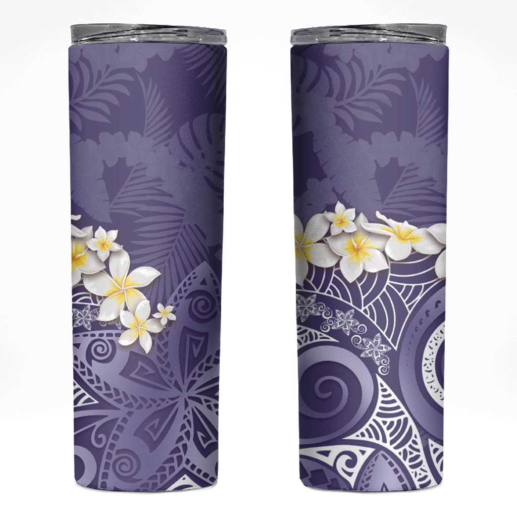 Violet Polynesian Tribal Frangipani Tropical Vibe Skinny Tumbler LT14 Violet - Polynesian Pride